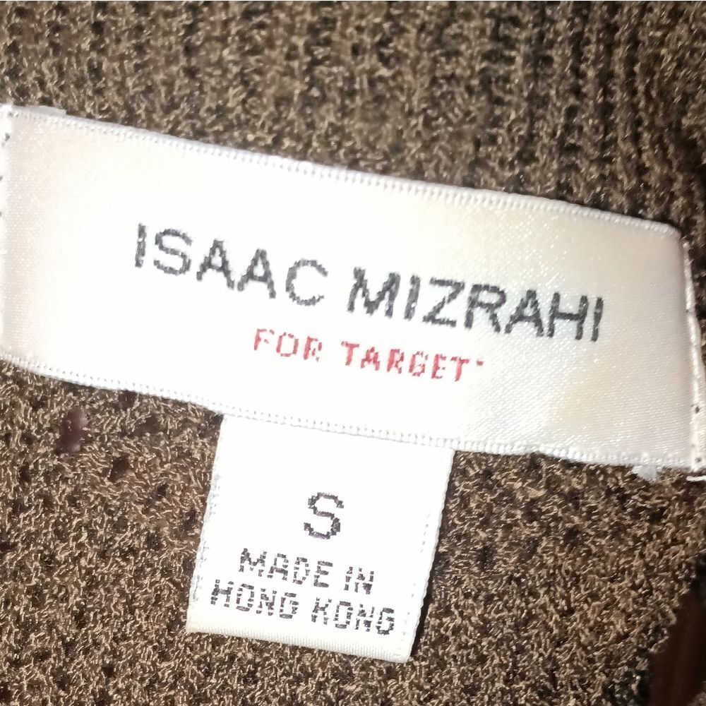 Isaac Mizrahi Brown Sleeveless Mock Neck Sweater W/Faux Buttons on Shoulder - Picture 6 of 7